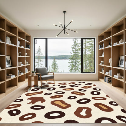 Brown Abstract Spots Organic Rug