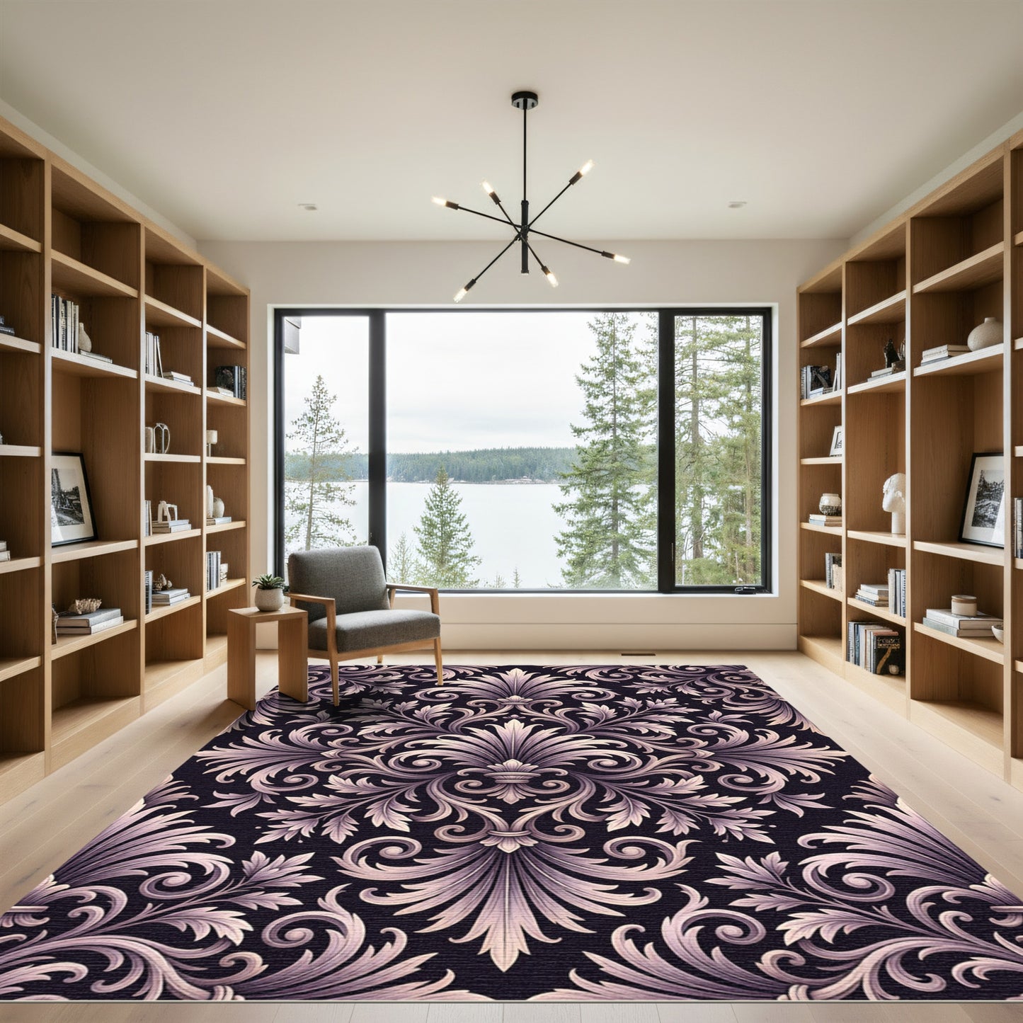 Ornate Paisley Black Light Floral Rug