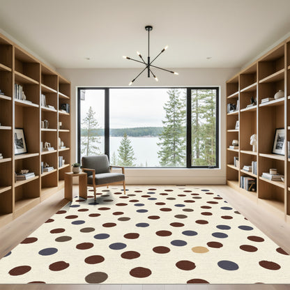 Cream Background Scattered Dot Area Rug
