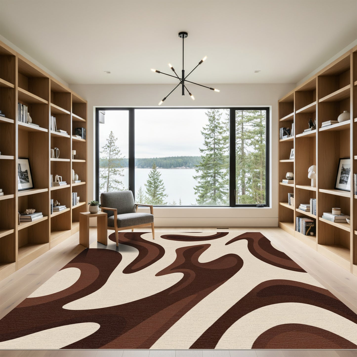 Chocolate Swirl Abstract Flow Rug