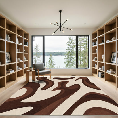 Chocolate Swirl Abstract Flow Rug