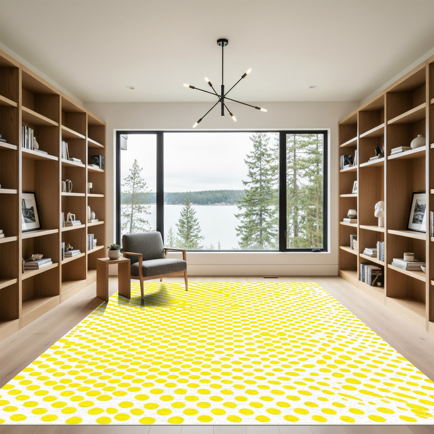 Bright Yellow Halftone Dot Rug