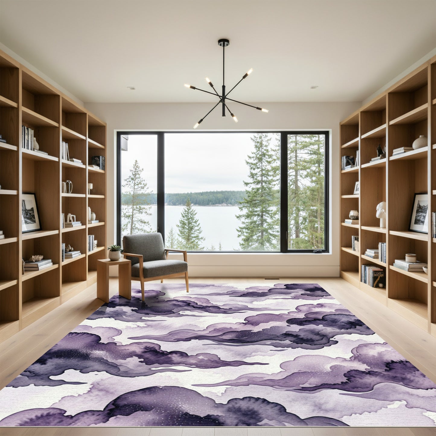 Ethereal Purple Watercolor Celestial Cloud Rug