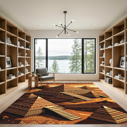Golden Desert Pyramid Geometric Earthy Area Rug