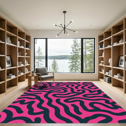 Bold Pink Organic Flow Rug
