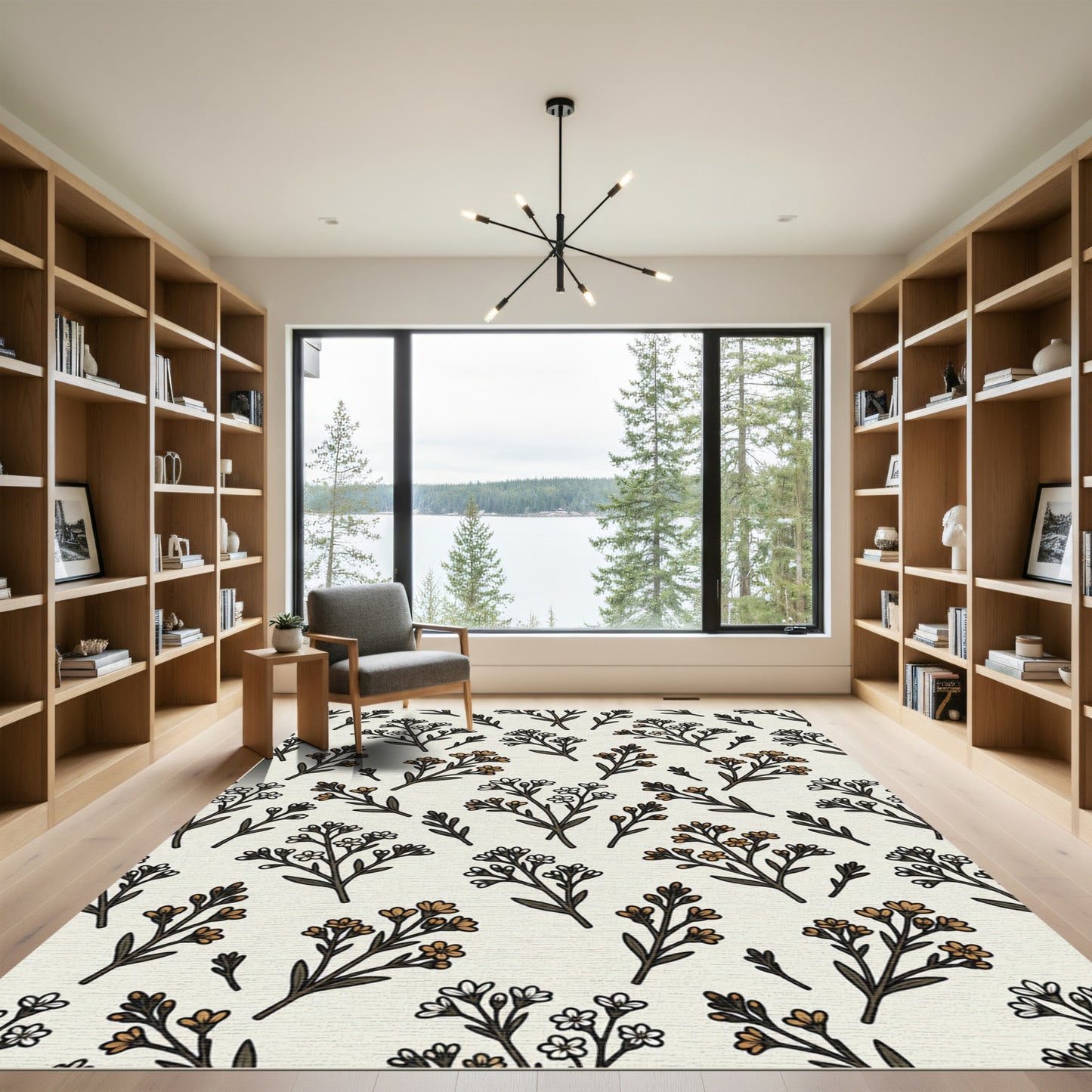 Delicate Branching Blossoms Ivory Rug