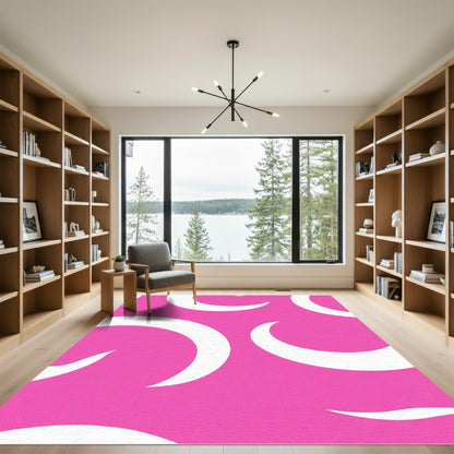Pink Swirling Crescent Swirl Rug