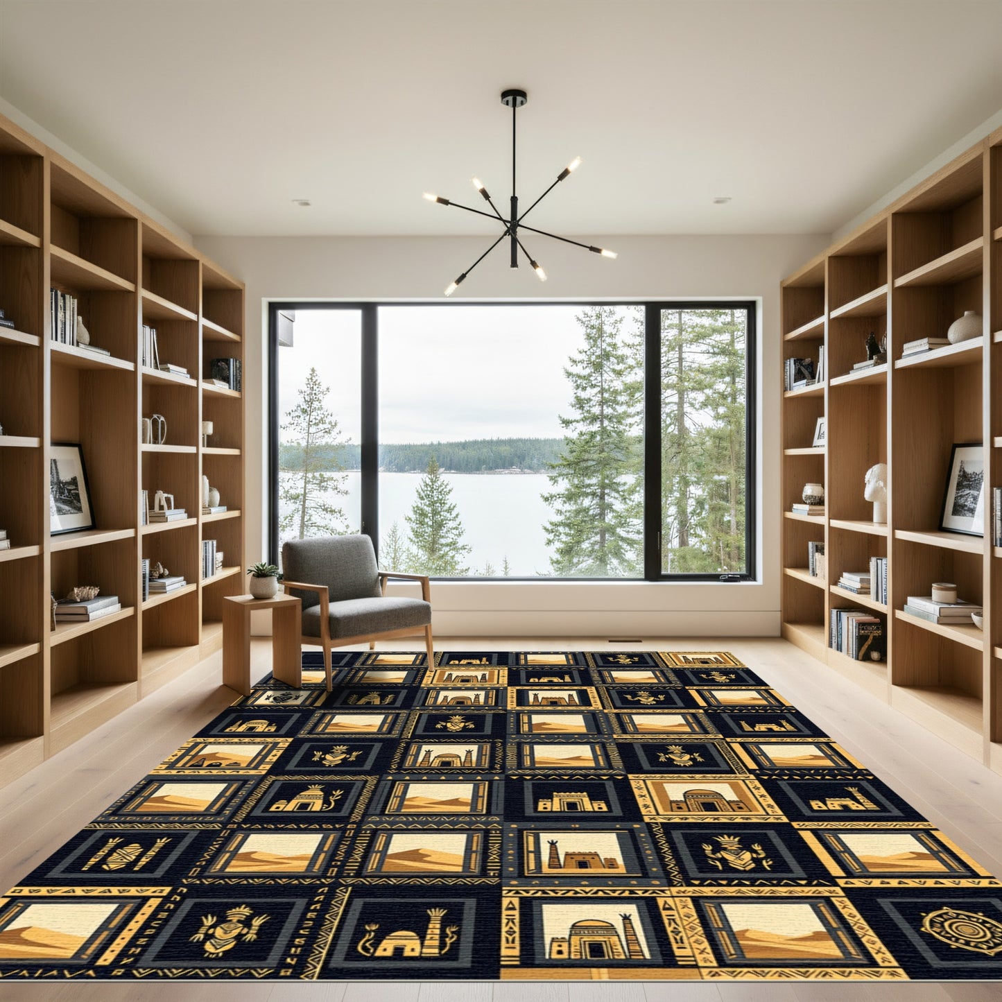 Earthy Golden Ancient Desert Tile Rug