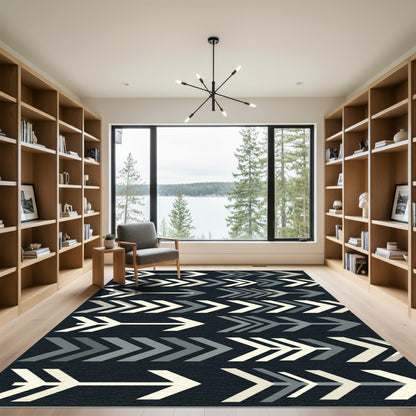 Modern Monochrome Arrow Geometric Rug