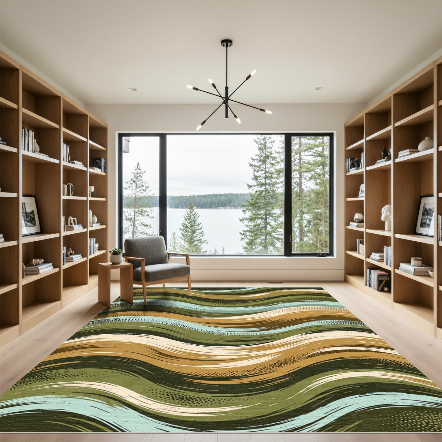 Earthy Tones Wavy Brushstroke Rug