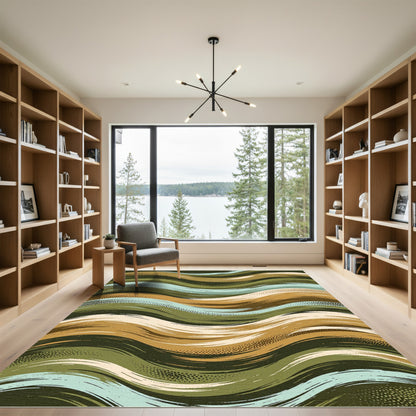 Earthy Tones Wavy Brushstroke Rug