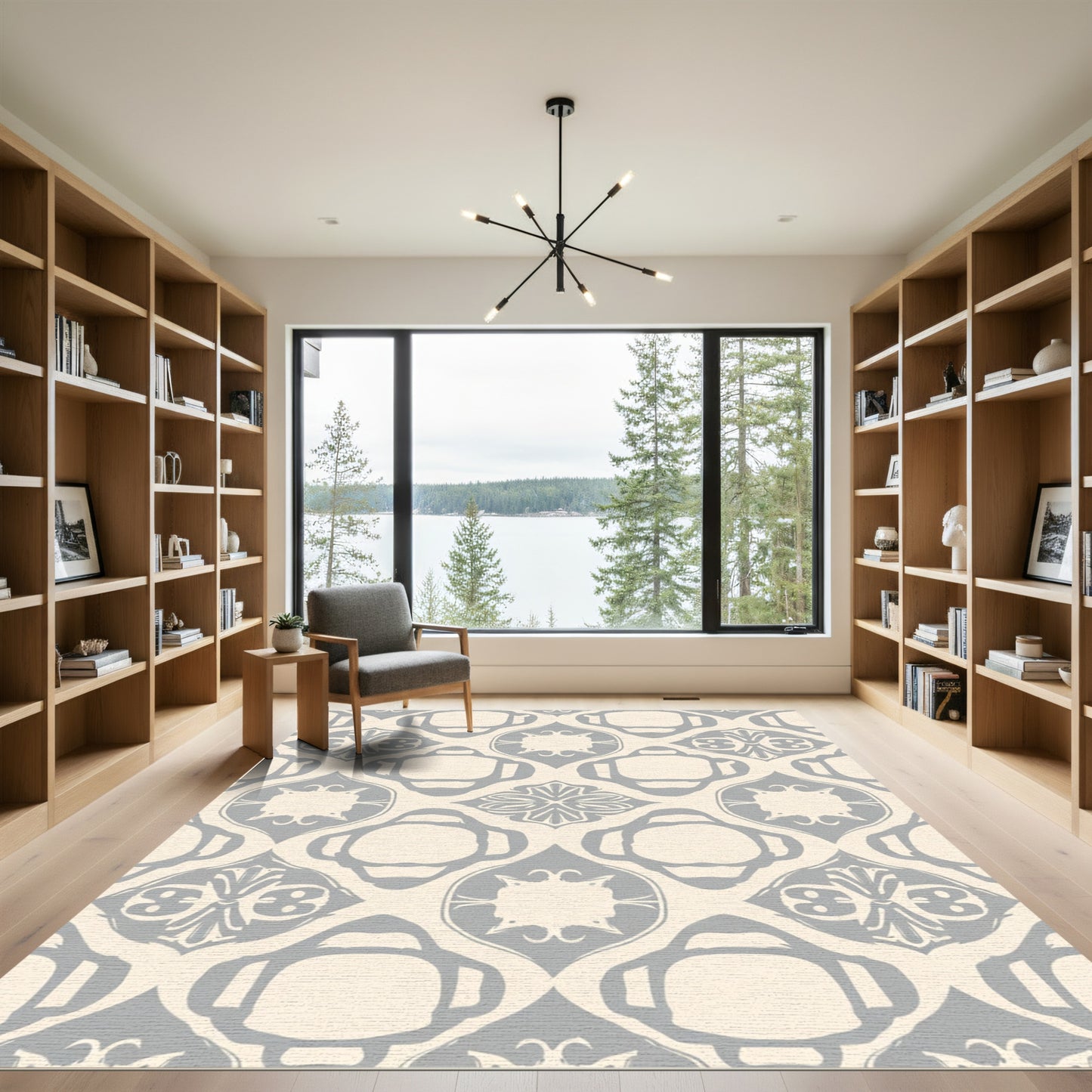 Pale Gray Quatrefoil Arch Medallion Rug