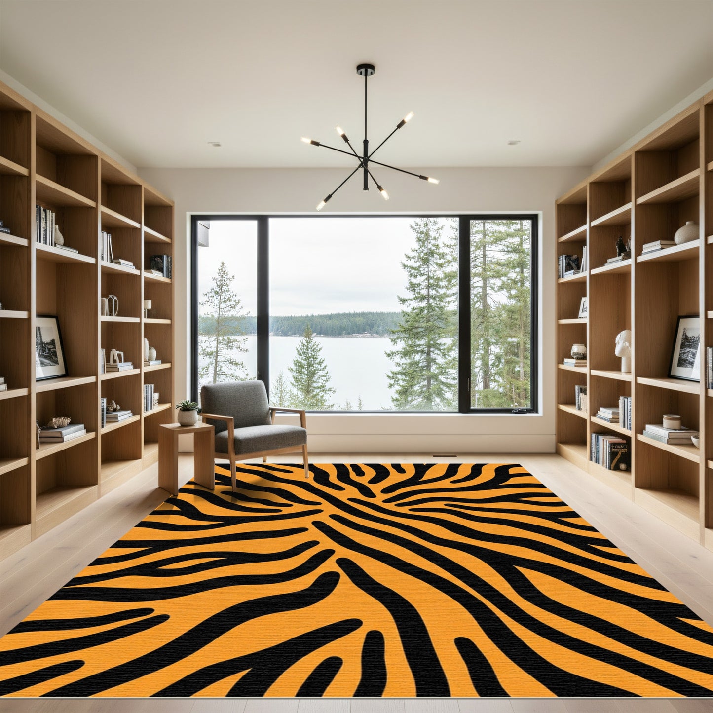 Vibrant Tiger Stripe Overlay Rug