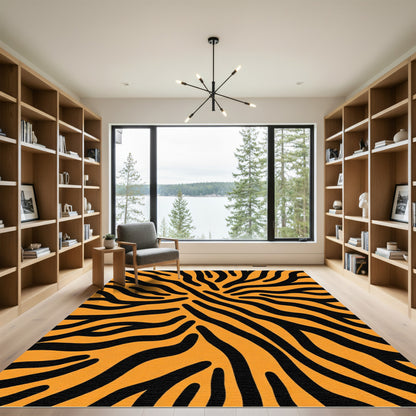 Vibrant Tiger Stripe Overlay Rug
