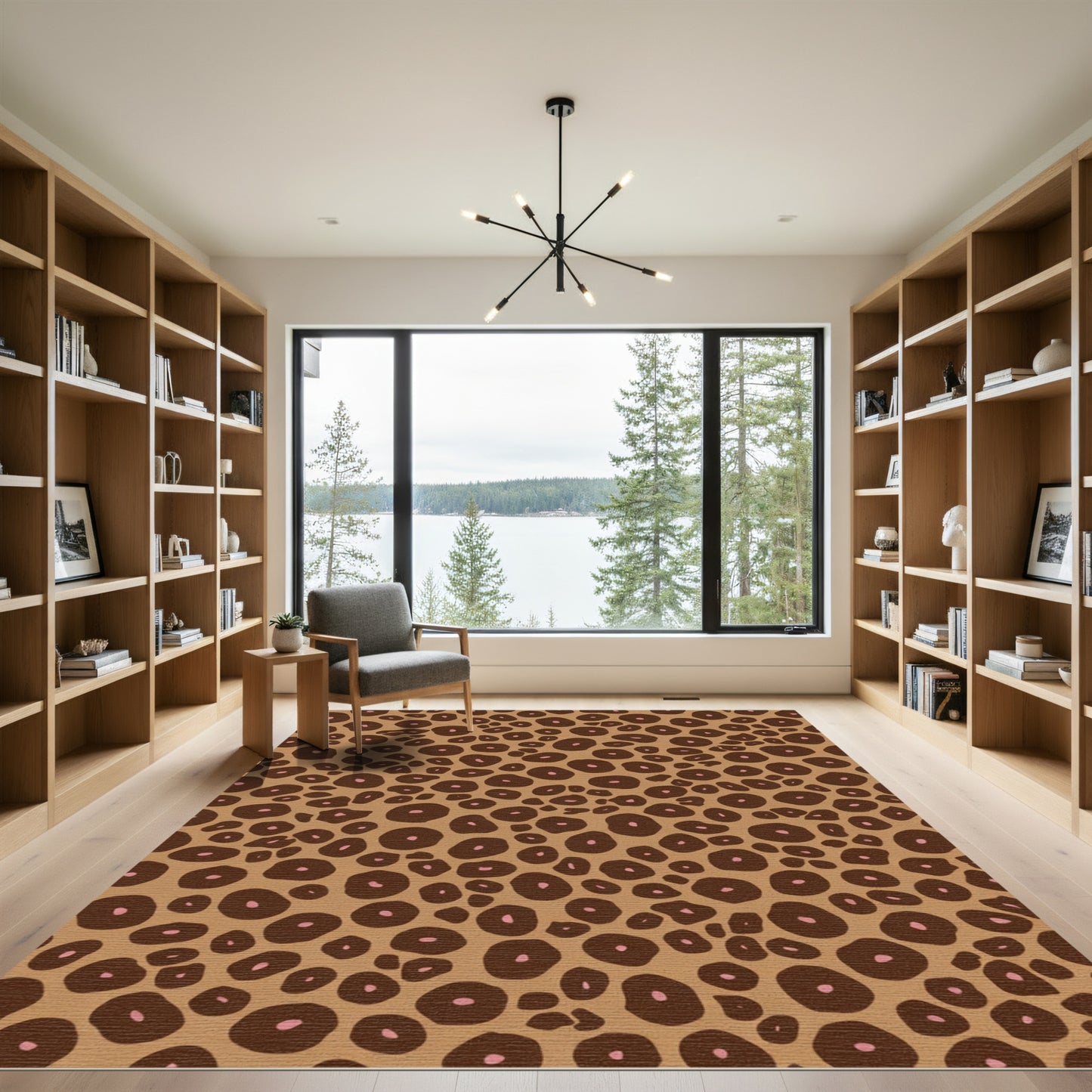 Camel Brown Spotted Animal Print Rug