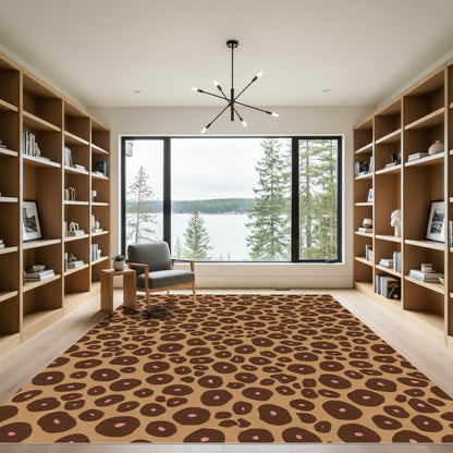 Camel Brown Spotted Animal Print Rug