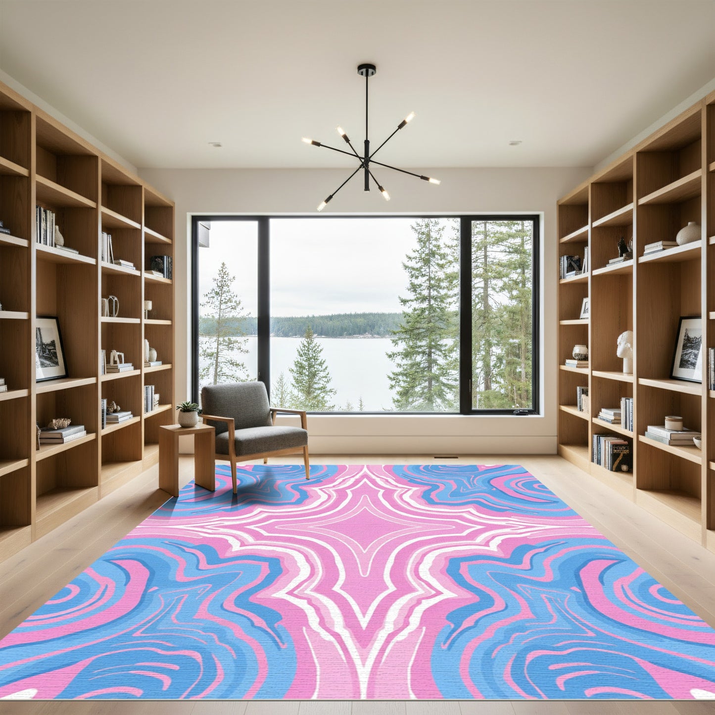 Serene Blue Pink Swirl Agate Rug