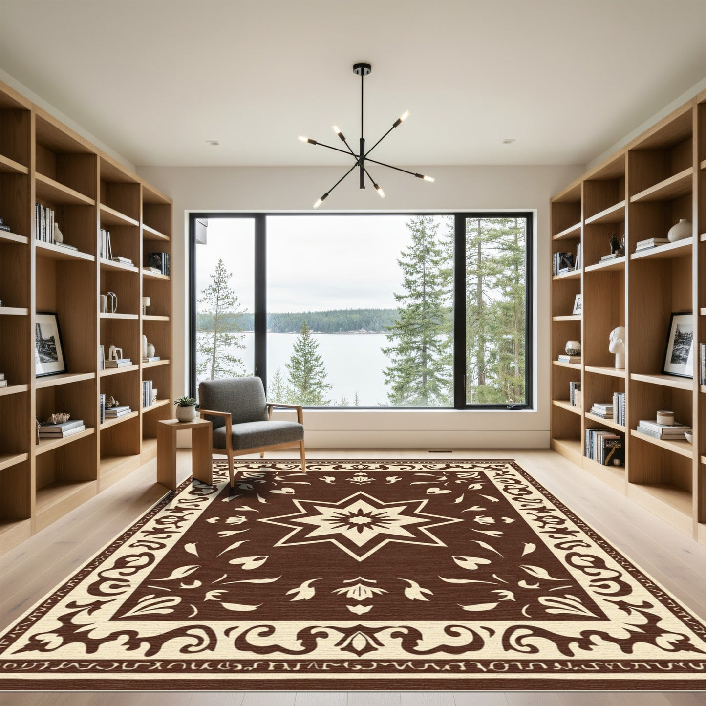 Rich Brown Eight Pointed Star Rug