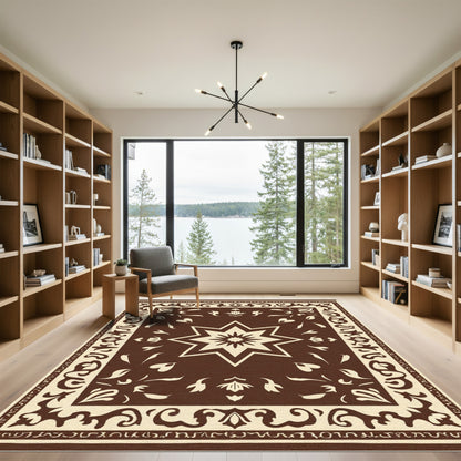 Rich Brown Eight Pointed Star Rug