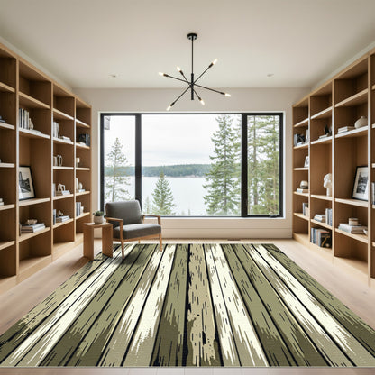 Rustic Ochre Vertical Wood Plank Rug
