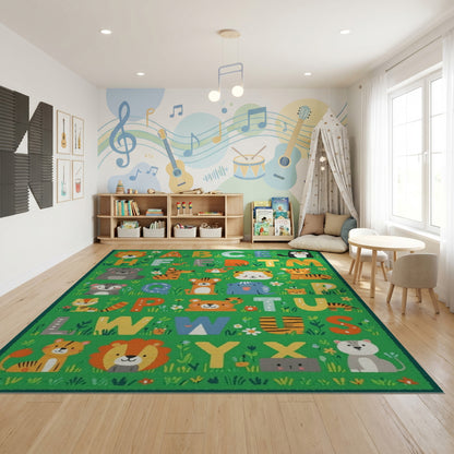 Colorful Jungle Alphabet Animals Rug