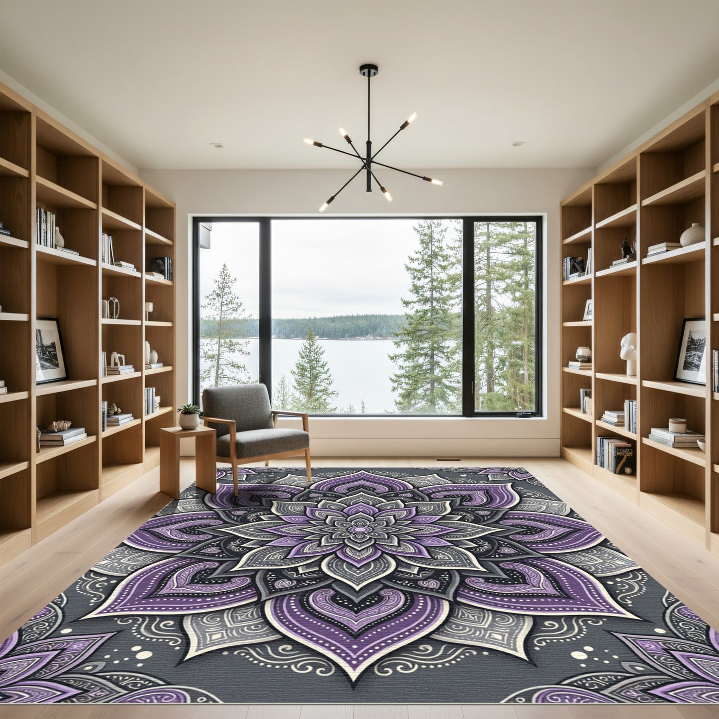 Ornate Lavender Mandala Jewel Tone Rug