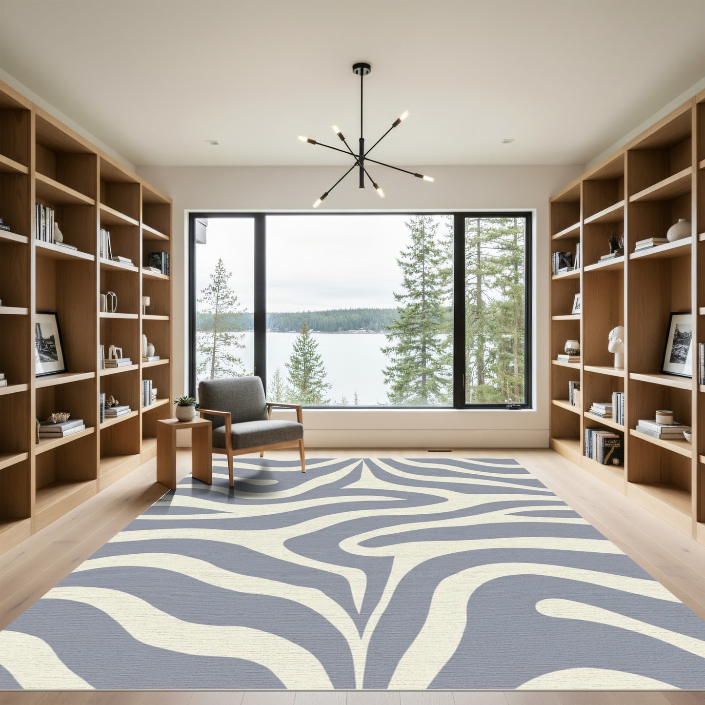 Cool Tones Zebra Stripes Art Rug