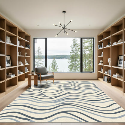 Neutral Wave Curve Lines Rug