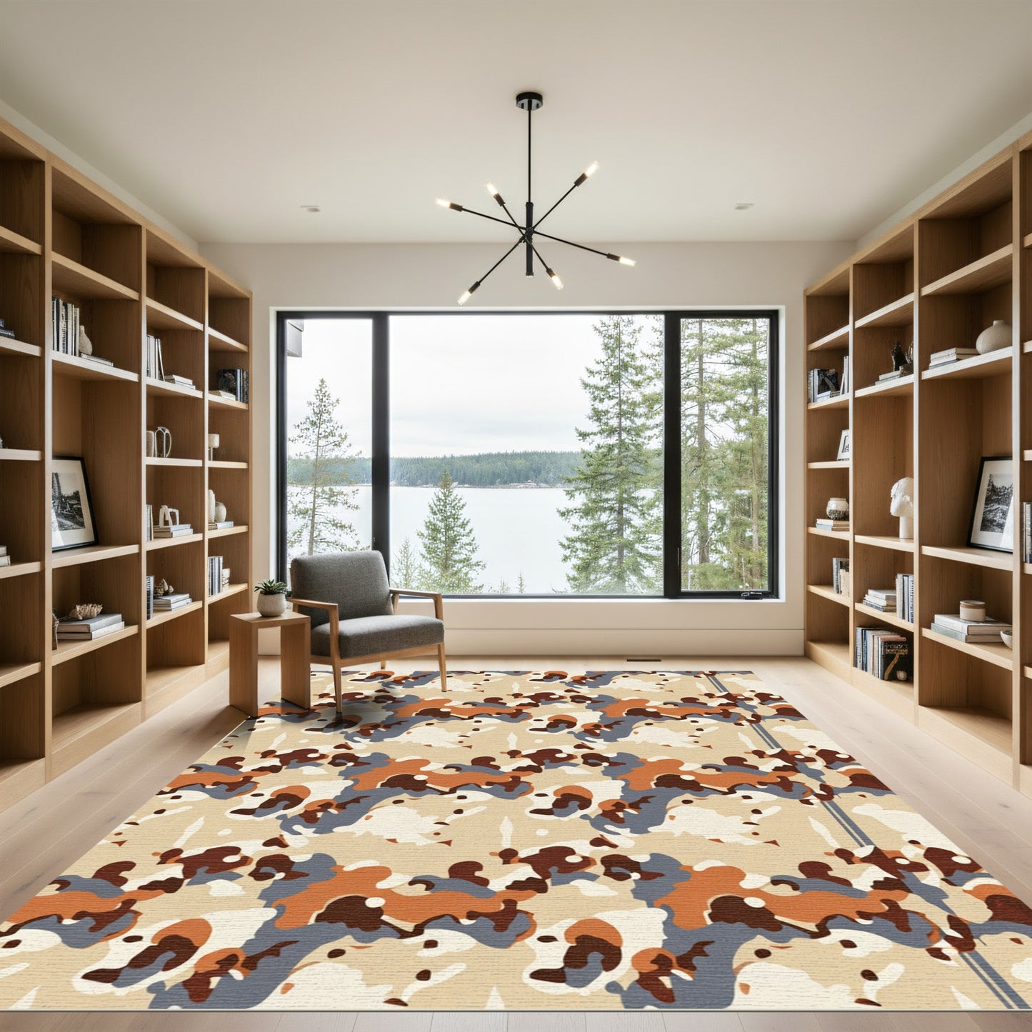 Tan Brown Camo Repeating Pattern Rug