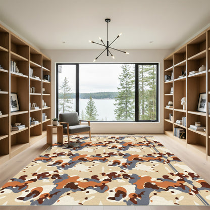Tan Brown Camo Repeating Pattern Rug