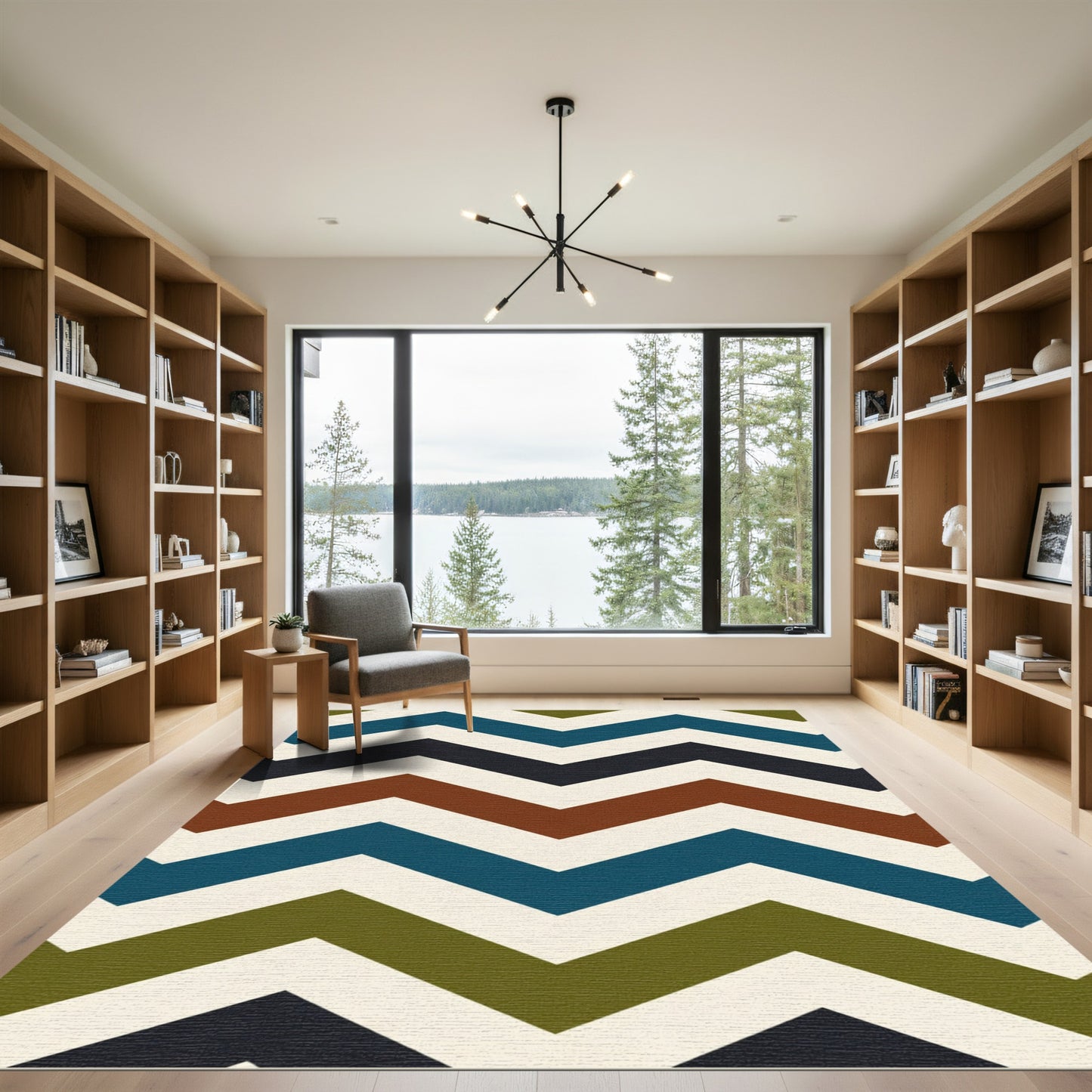 Bold Earthy Tones Chevron Zigzag Rug