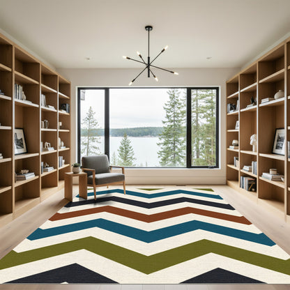 Bold Earthy Tones Chevron Zigzag Rug