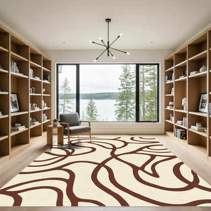 Cream Brown Organic Swirl Rug