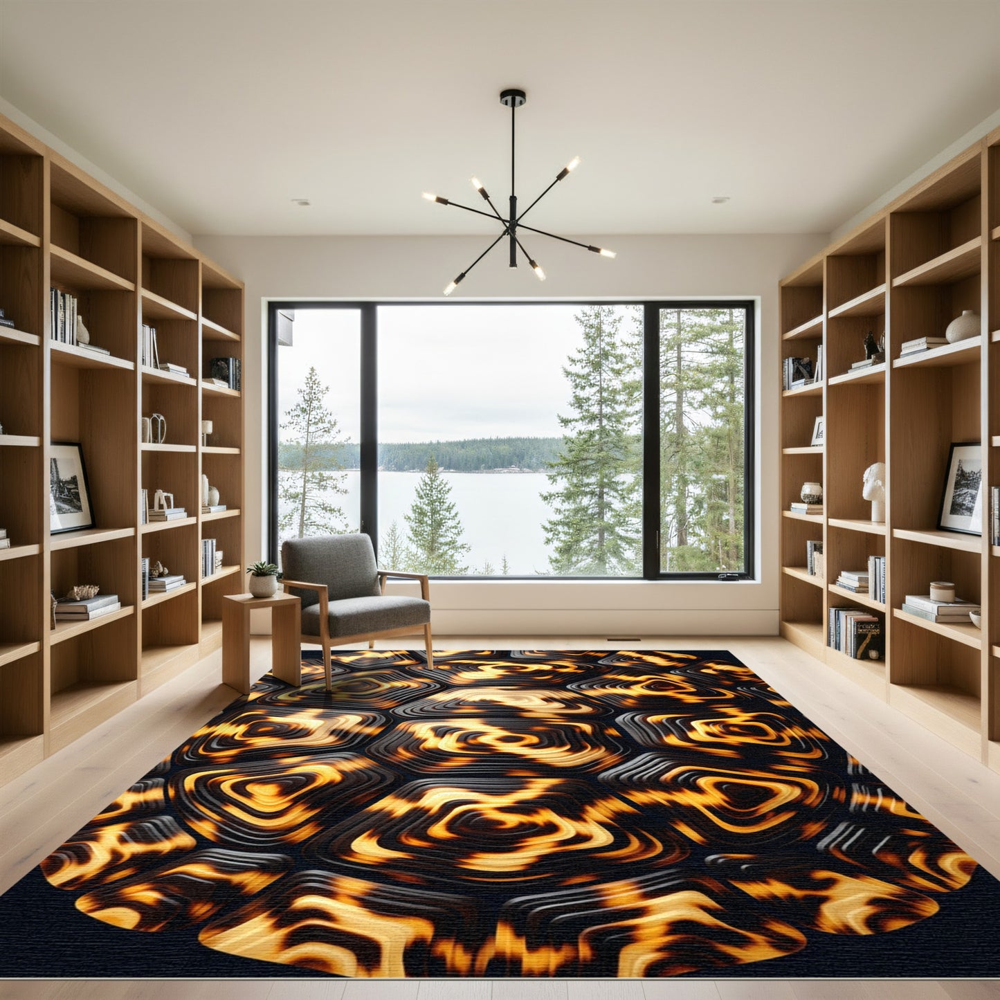 Amber Tortoiseshell Geometric Gradient Hexagon Rug