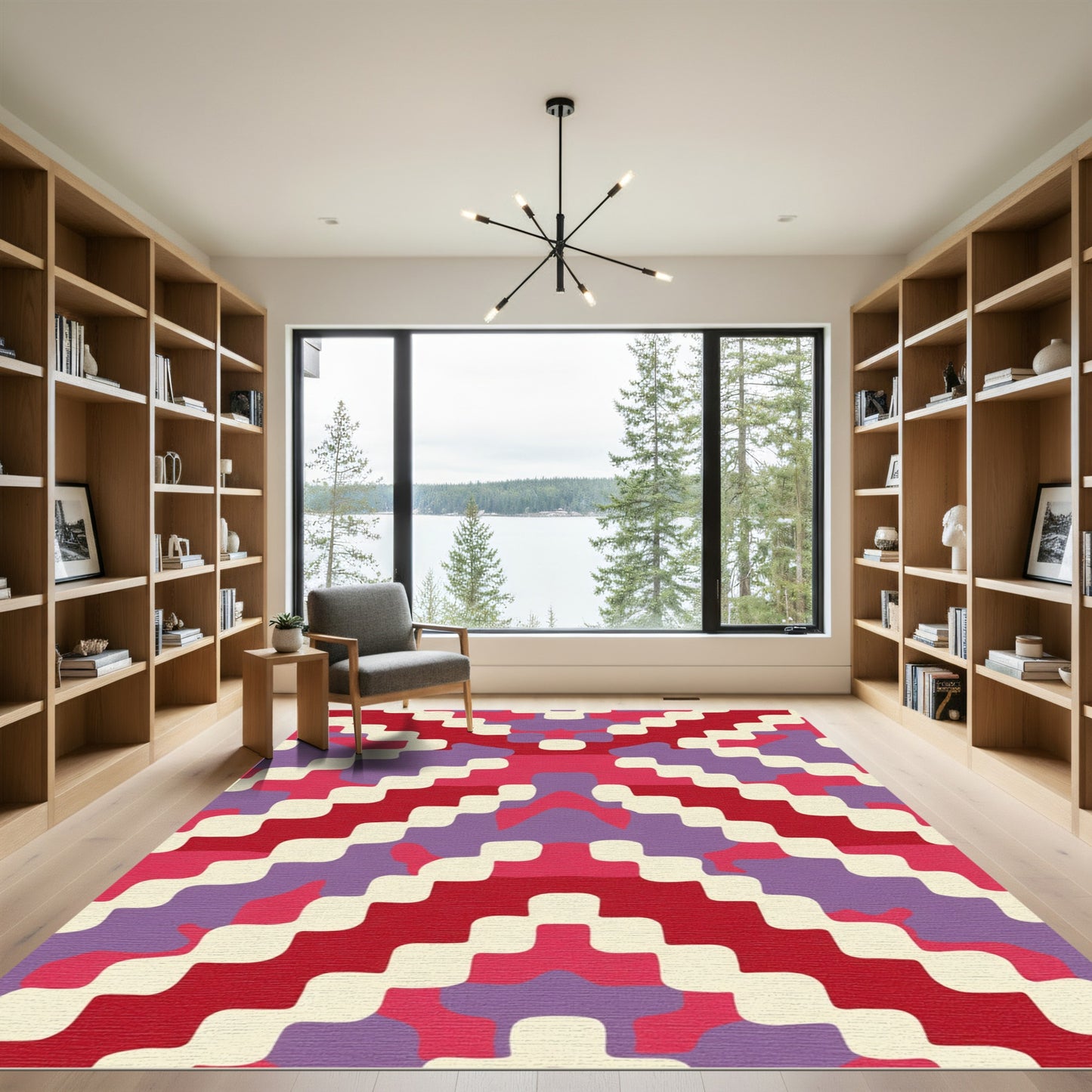 Crimson Violet Stairway Abstract Rug