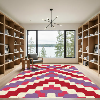 Crimson Violet Stairway Abstract Rug