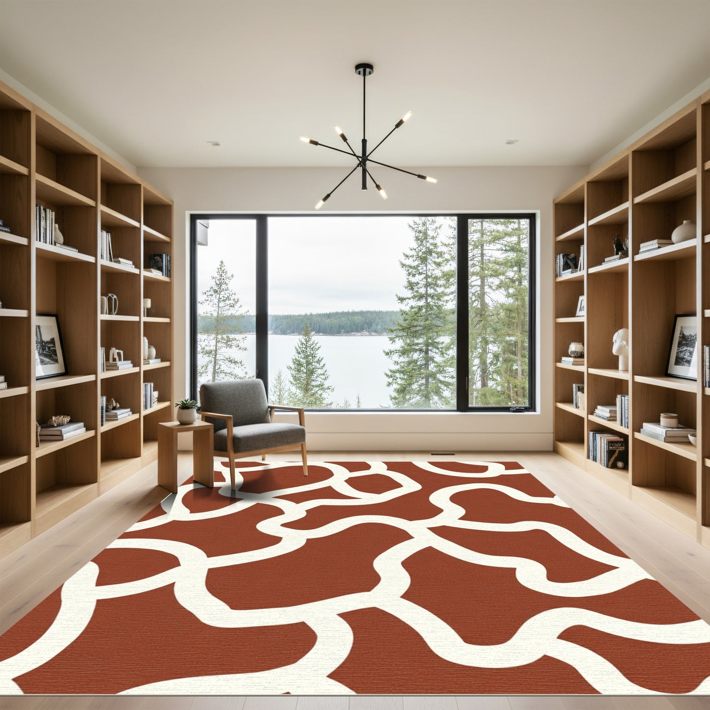 Terracotta Ivory Organic Flow Rug