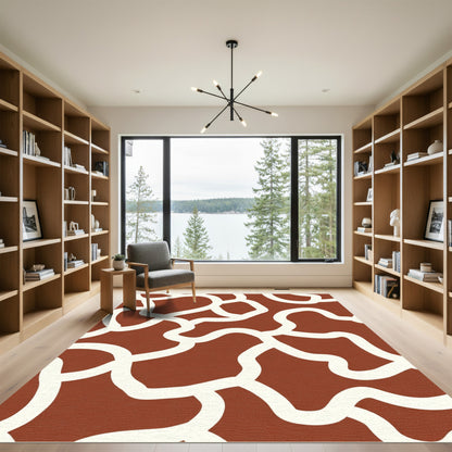 Terracotta Ivory Organic Flow Rug