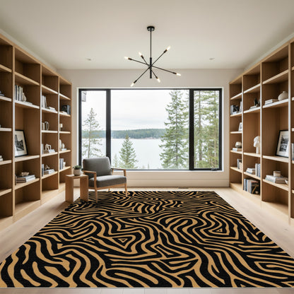 Bold Ochre Abstract Swirls Rug