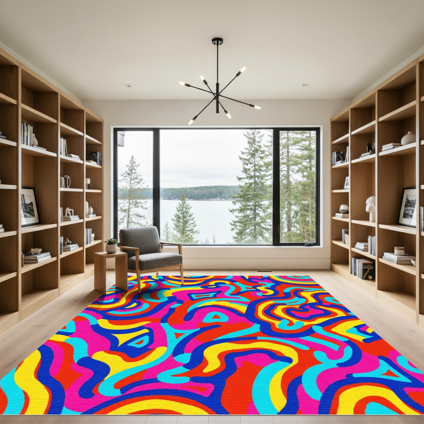 Vibrant Abstract Wavy Lines Rug