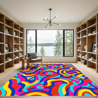 Vibrant Abstract Wavy Lines Rug