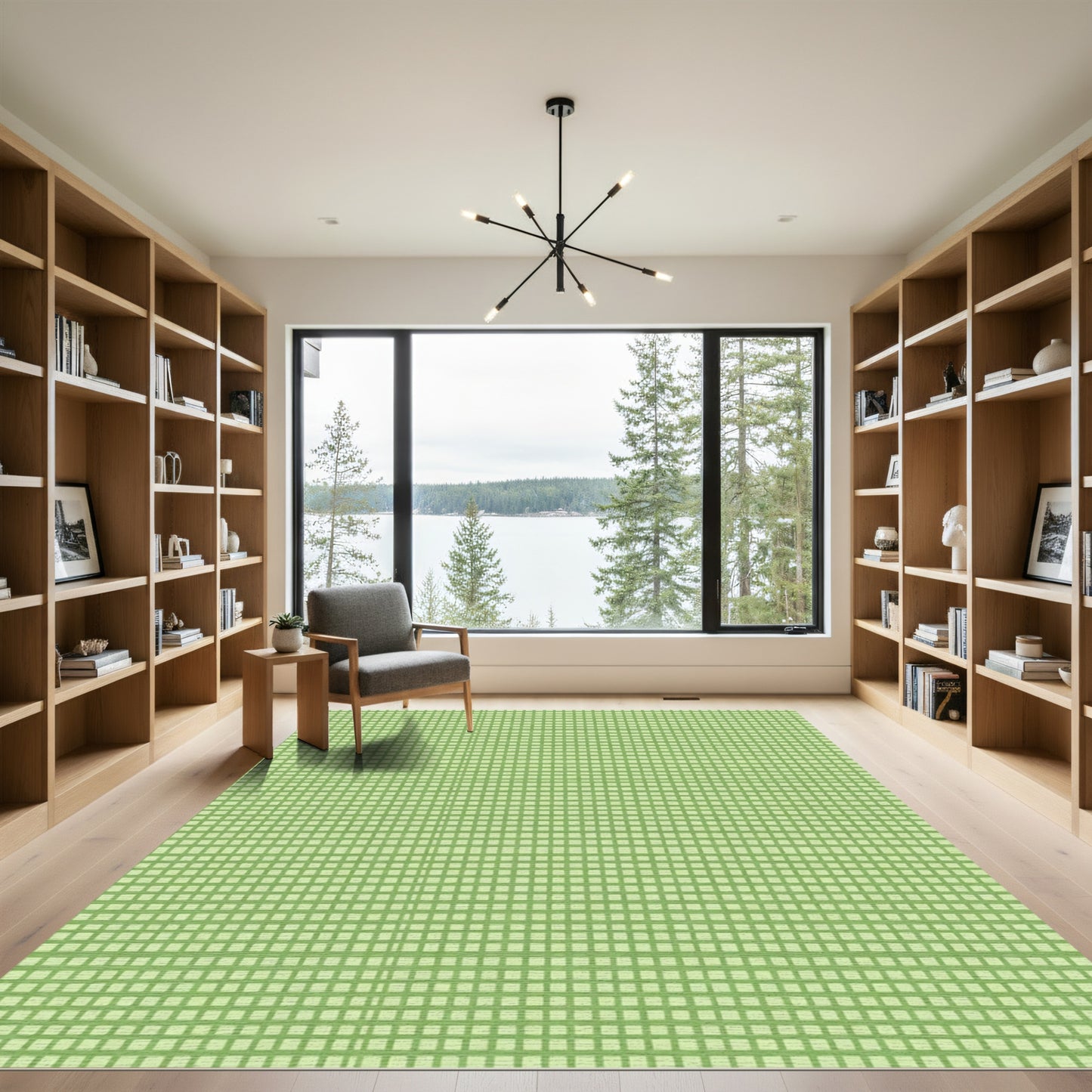 Verdant Green Gridded Texture Rug