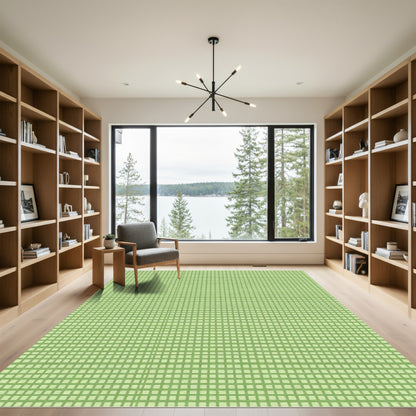 Verdant Green Gridded Texture Rug