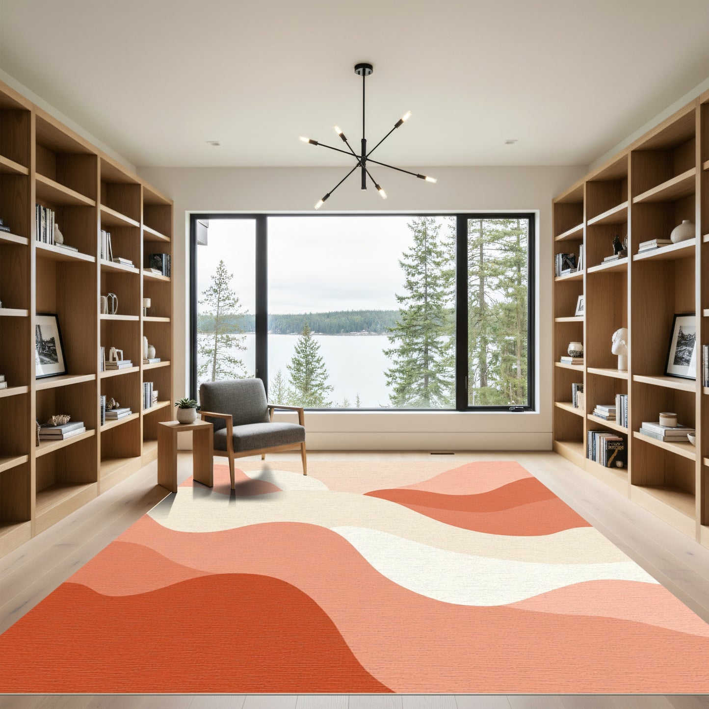 Coral Wave Abstract Landscape Rug