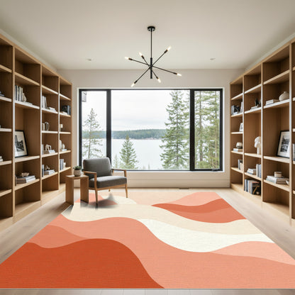 Coral Wave Abstract Landscape Rug