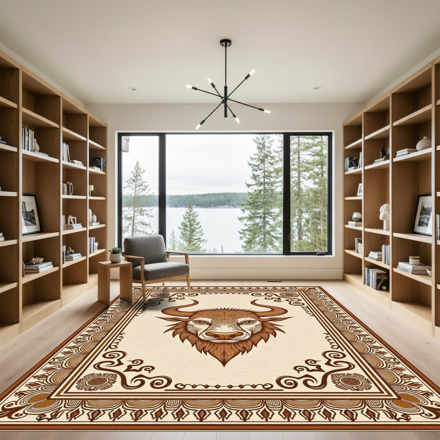 Brown Bull Zodiac Majestic Frame Rug