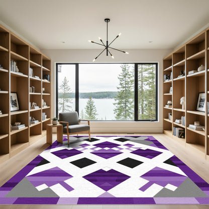 Modern Purple Diamond Geometric Rug