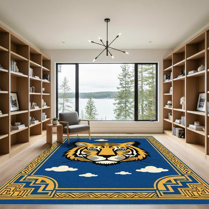 Golden Tiger Face With Blue Sky Rug
