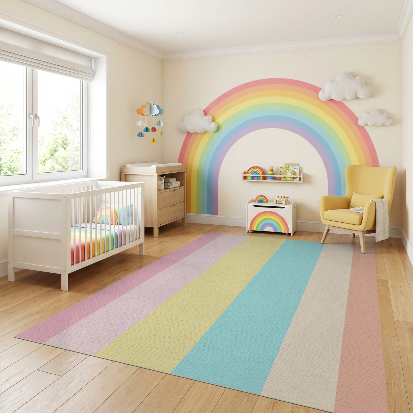 Soft Pastel Vertical Stripes Rug
