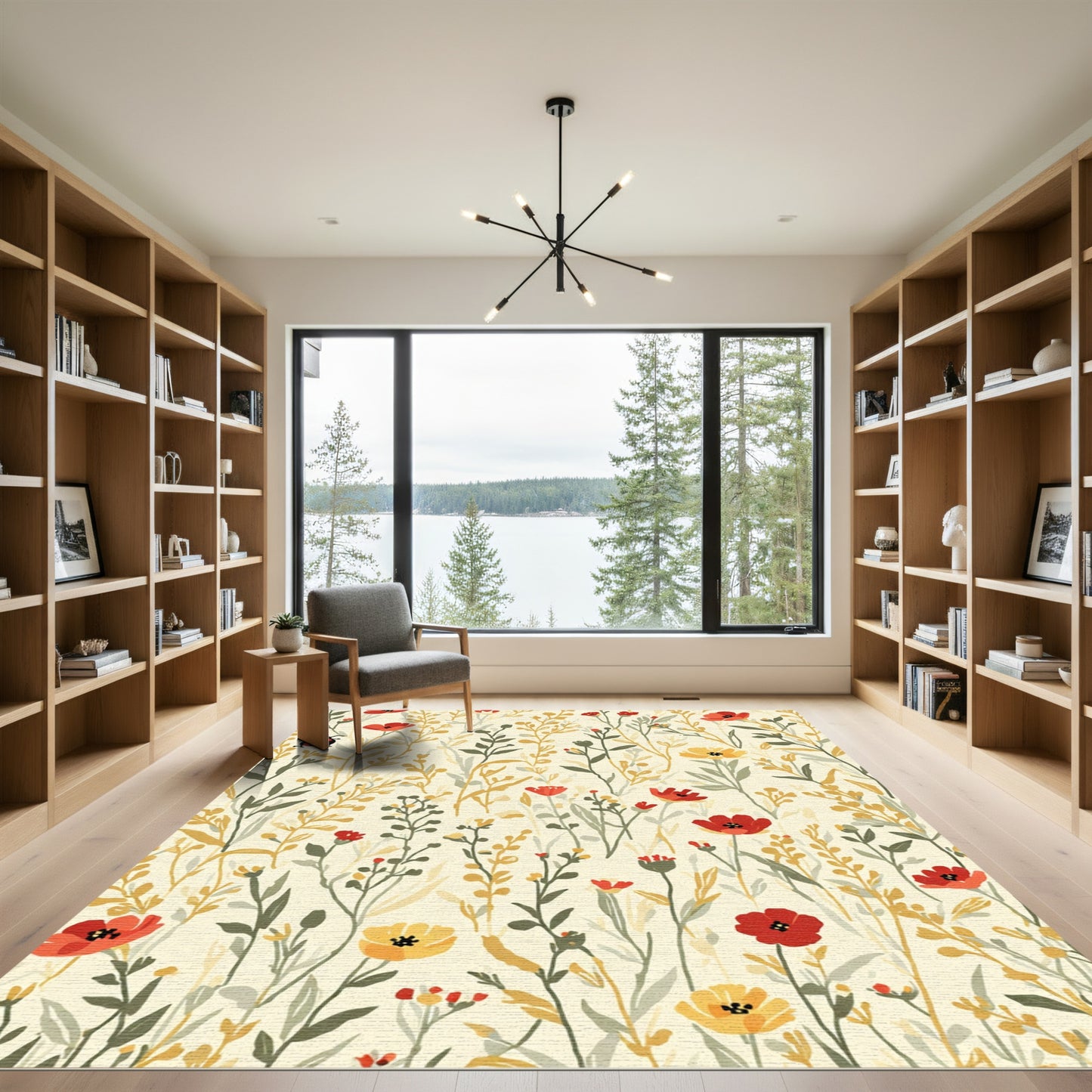 Whimsical Ladybug Meadow Floral Rug